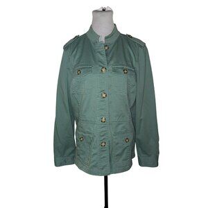 L.L. Bean Sage Green Utility Jacket Button Front With Pockets Size M